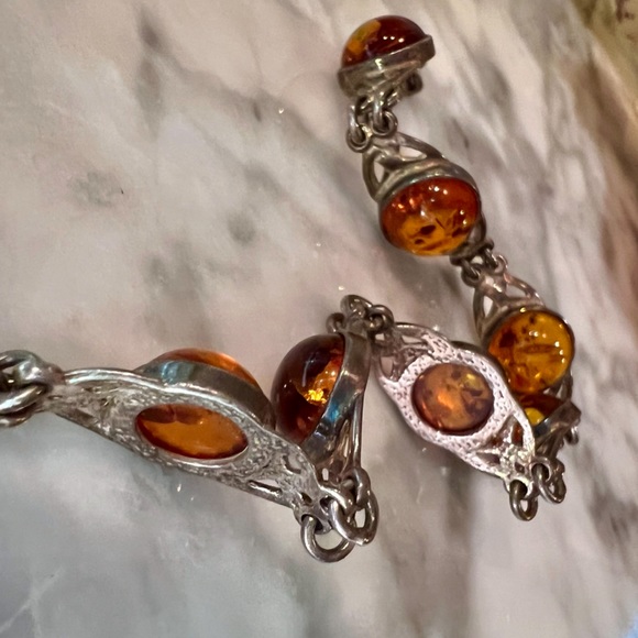 Vintage Handmade Baltic Amber Bracelet Curved Bar Link Bracelet. Well made! - Picture 9 of 16